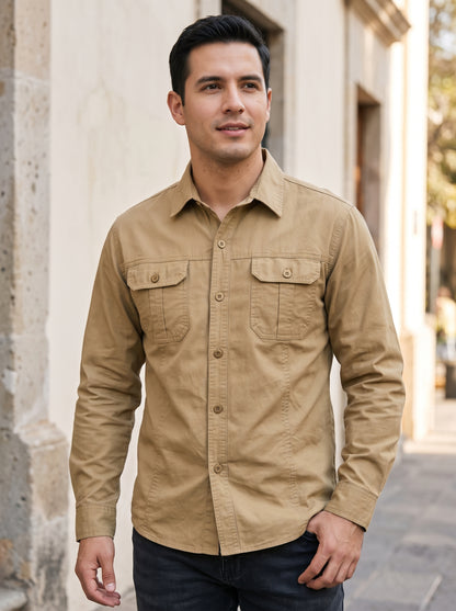 Camisa slim fit khaki - modelo lifestyle