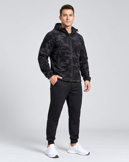 Chaqueta Polar Outdoor con Capucha — Camo Negro