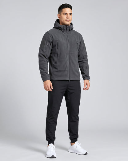 Chaqueta Polar Outdoor con Capucha — Gris Oscuro