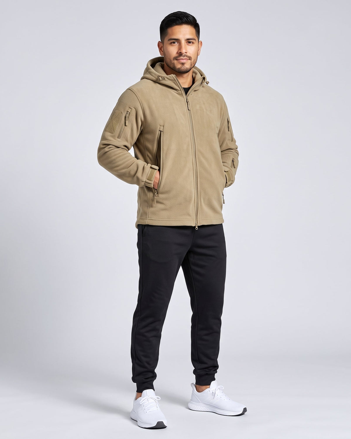 Chaqueta Polar Outdoor con Capucha — Khaki