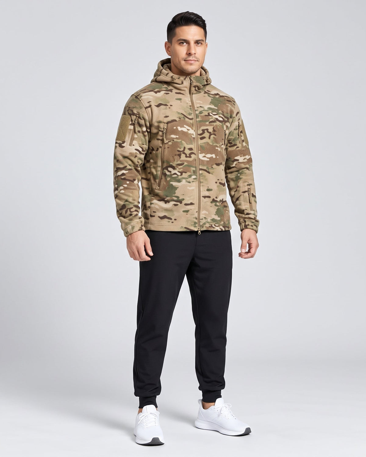 Chaqueta Polar Outdoor con Capucha — Multicam