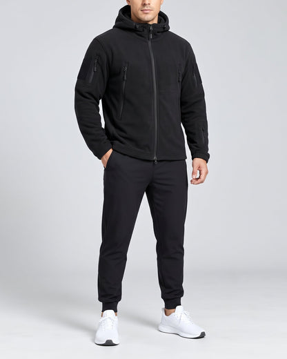 Chaqueta Polar Outdoor con Capucha — Negro