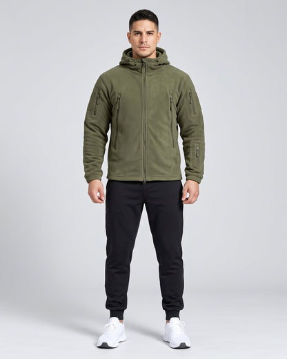 Chaqueta Polar Outdoor con Capucha — Verde Oliva