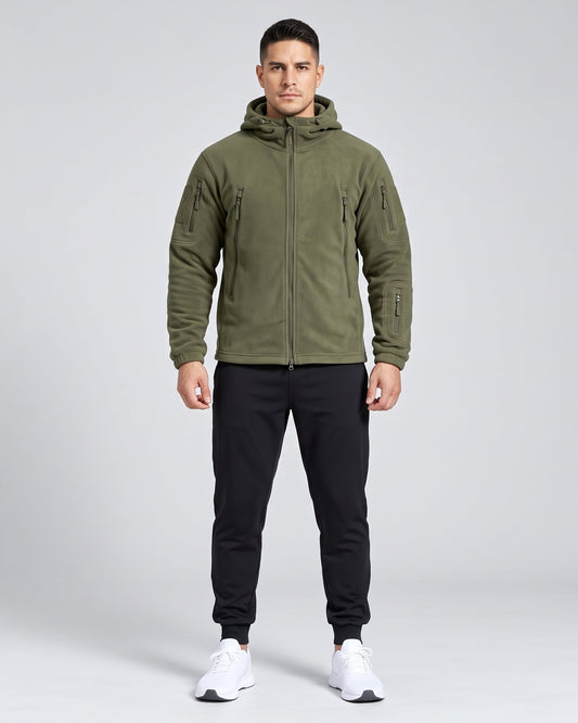 Chaqueta Polar Outdoor con Capucha — Verde Oliva