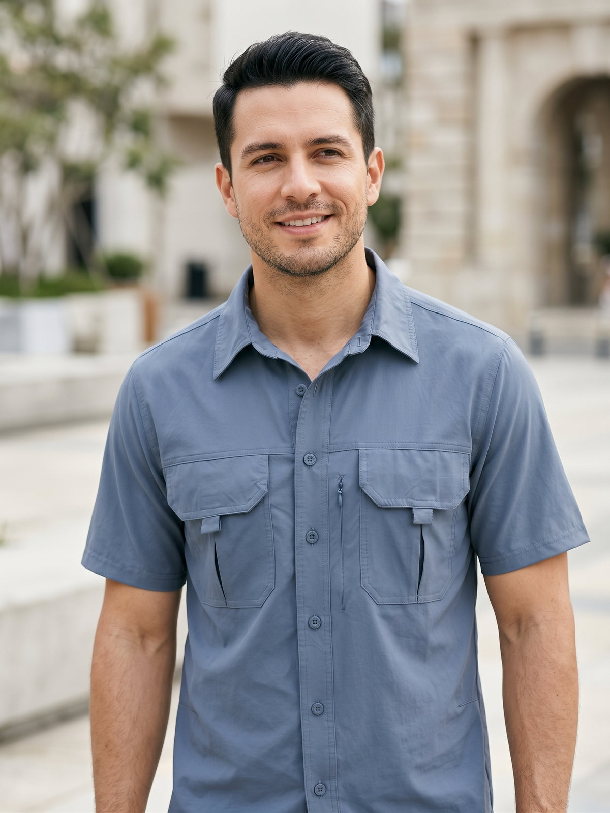 Camisa Outdoor Hombre - Azul lifestyle 2