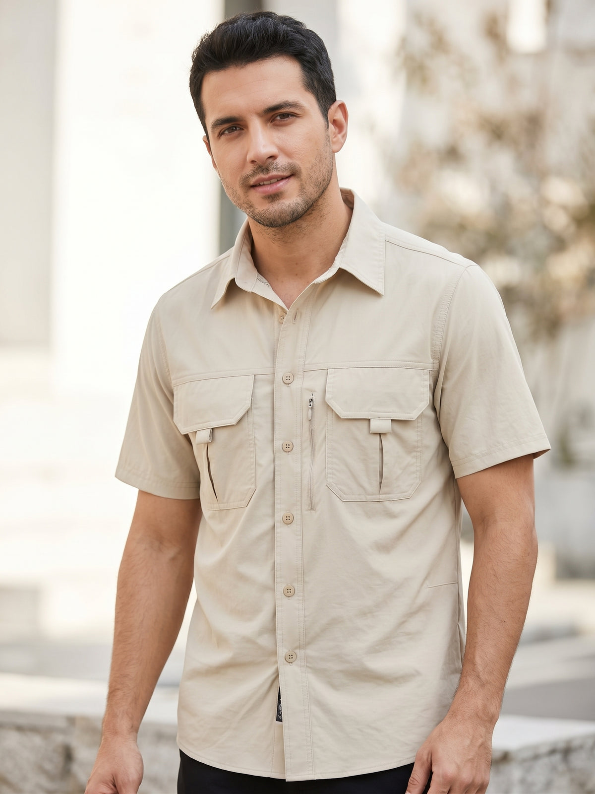 Camisa Outdoor Hombre - Beige lifestyle 2