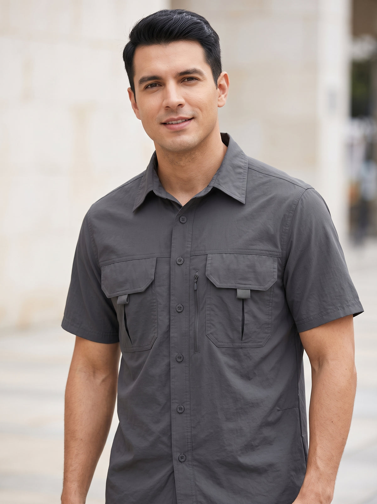 Camisa Outdoor Hombre - Khaki lifestyle 2