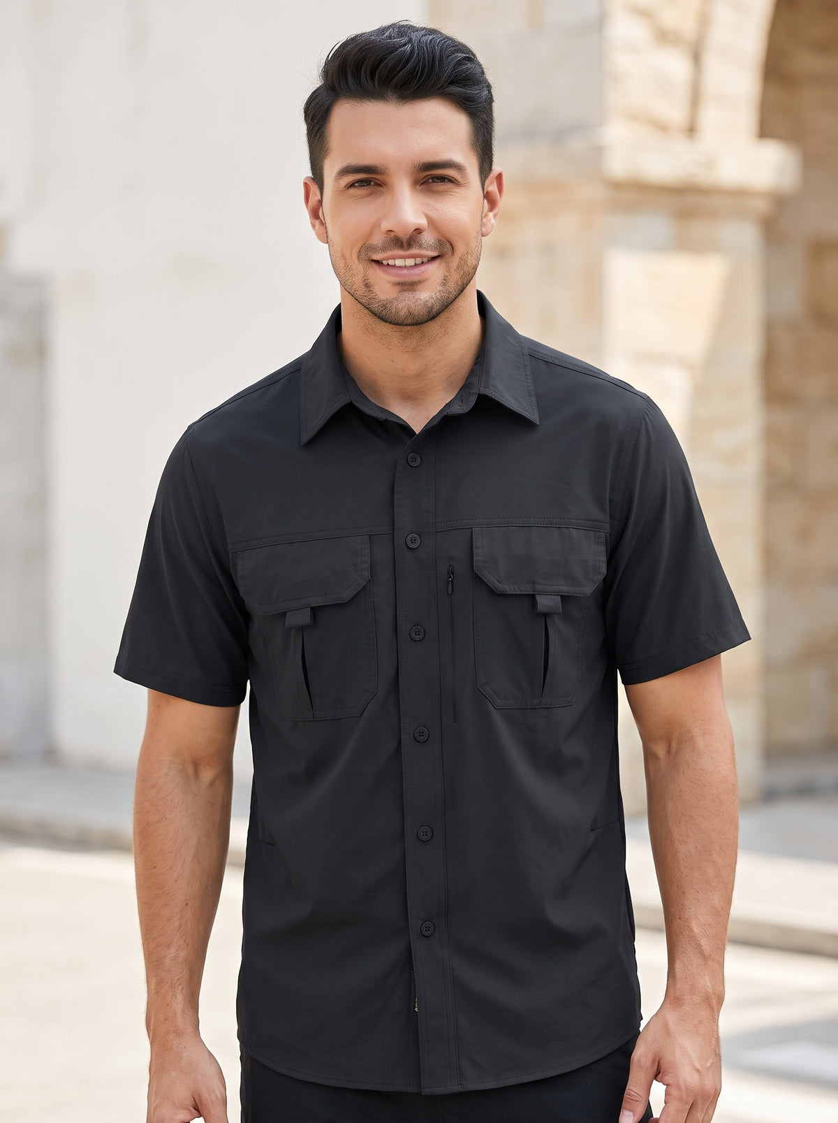 Camisa Outdoor Hombre - Negro lifestyle 2